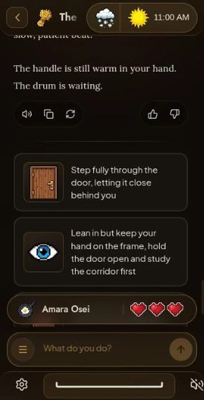 A phone showing the same story turn