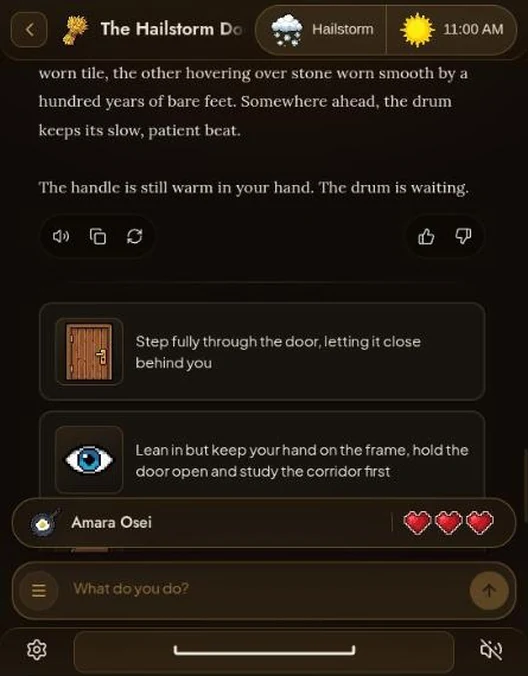 A tablet showing the same story turn